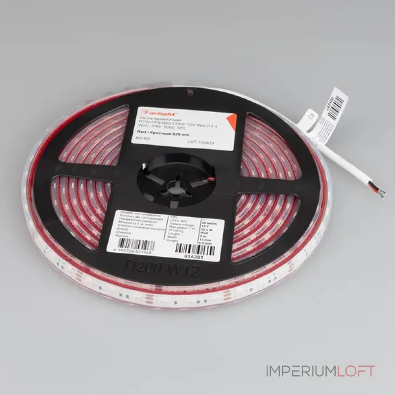 Светодиодная лента герметичная RTW-PFS-B60-13mm 12V Red (14.4W/m, IP68, 5060, 5m, 14.4 Вт/м, IP68) Arlight 036281