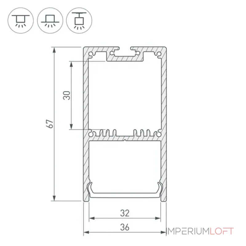 Профиль для светодиодной ленты с экраном SL-LINE-3667-2500 WHITE+OPAL Arlight 036303