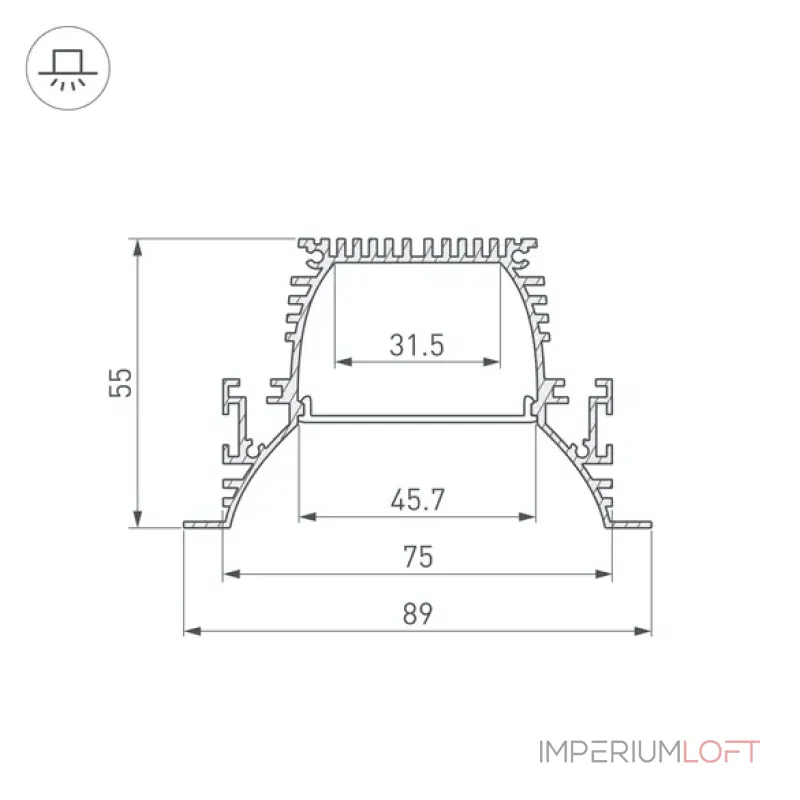 Arlight Профиль ARH-POWER-W90-F-COMFORT-2000 ANOD Алюминий 036357