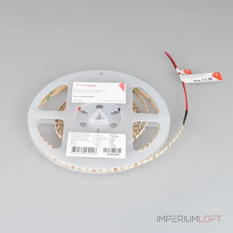 Светодиодная лента RZ-A120-6mm 12V Warm2700 (12W/m, IP20, 2835, 5m, 12 Вт/м, IP20) Arlight 036448