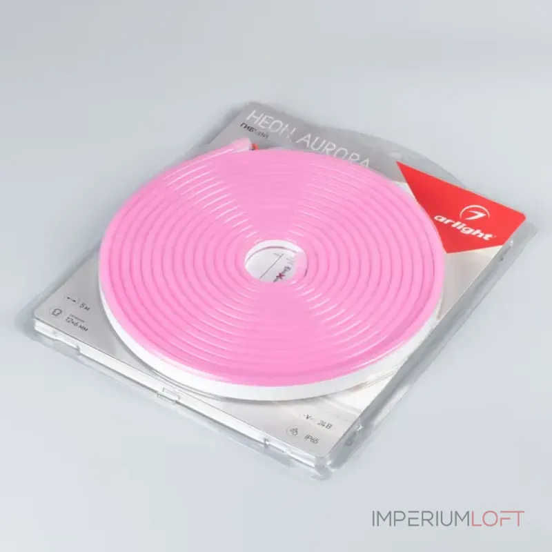 Светодиодная лента герметичная AURORA-PS-A120-12x6mm 24V Pink (10W/m, IP65, 2835, 5m) Arlight 036677