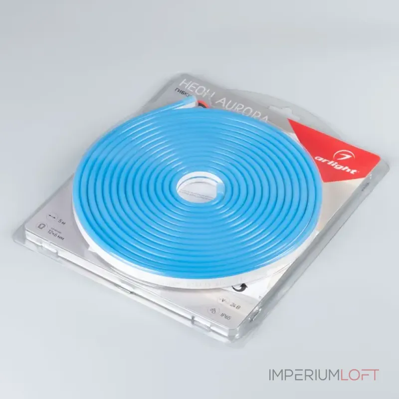 Светодиодная лента герметичная AURORA-PS-A120-12x6mm 24V Blue (10W/m, IP65, 2835, 5m) Arlight 036679