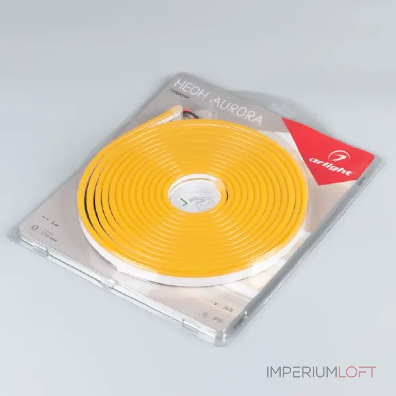 Светодиодная лента герметичная AURORA-PS-A120-12x6mm 24V Amber (10W/m, IP65, 2835, 5m) Arlight 036683