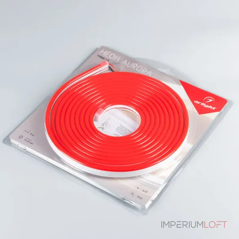 Светодиодная лента герметичная AURORA-PS-A120-16x8mm 24V Red (10W/m, IP65, 2835, 5m) Arlight 036696