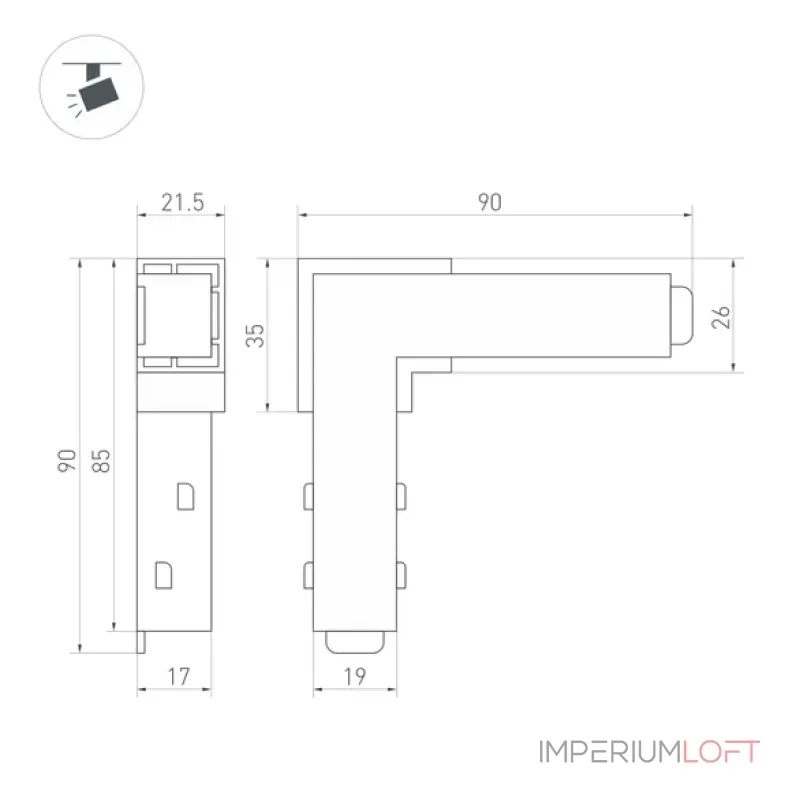 Коннектор угловой MAG-ORIENT-CON-L90-POWER (WH) (IP20) Arlight 037315