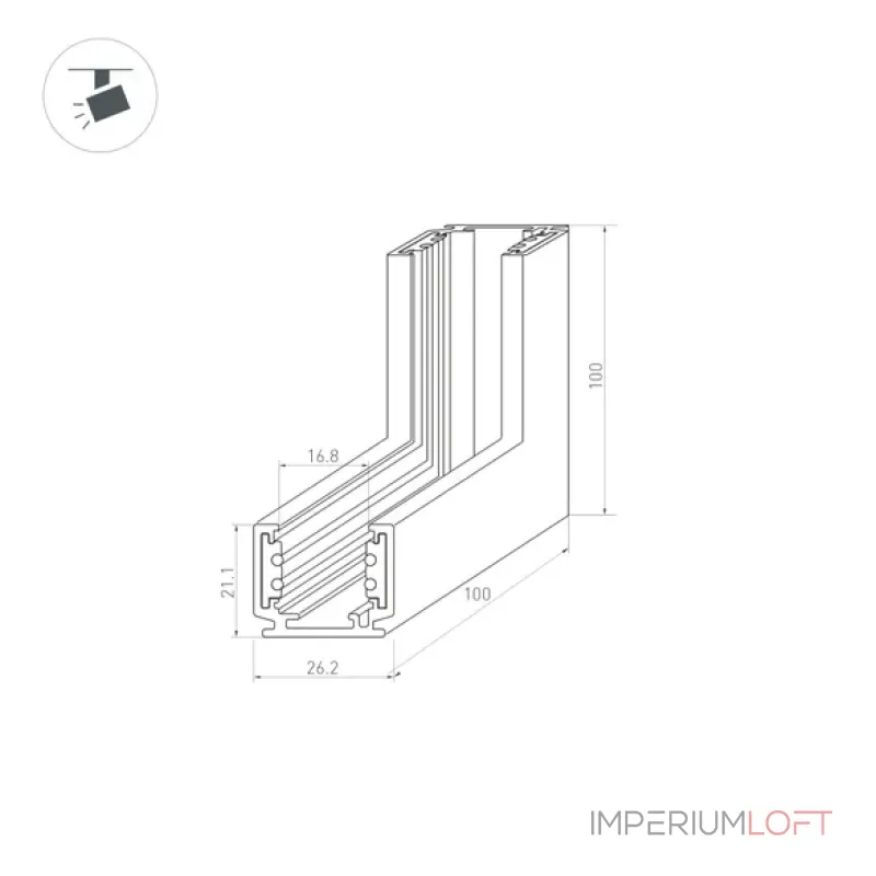 Коннектор угловой MAG-ORIENT-CON-2620-L90-INT (WH) (IP20) Arlight 037325