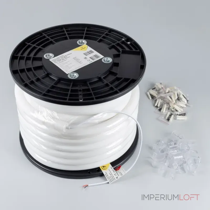 Светодиодная лента герметичная MOONLIGHT-TOP-A336-D25mm 48V Warm3000 360deg (12.5W/m, IP65, 2835, 20m, wire x1, Вывод прямой) Arlight 037562