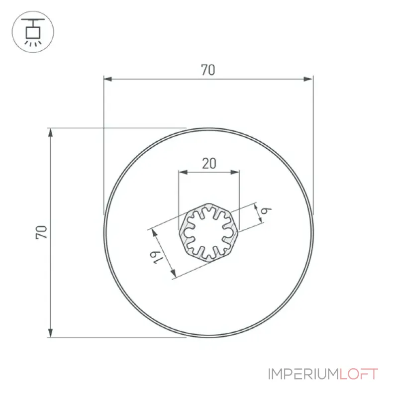 Arlight Профиль SL-ROUND-D70-360deg-2000 ANOD Алюминий 037770