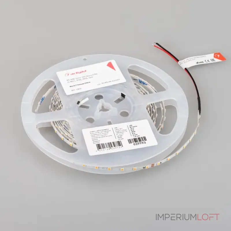 Светодиодная лента RT-A80-5mm 24V Warm2700 (5W/m, IP20, 2835, 5m) Arlight 037793