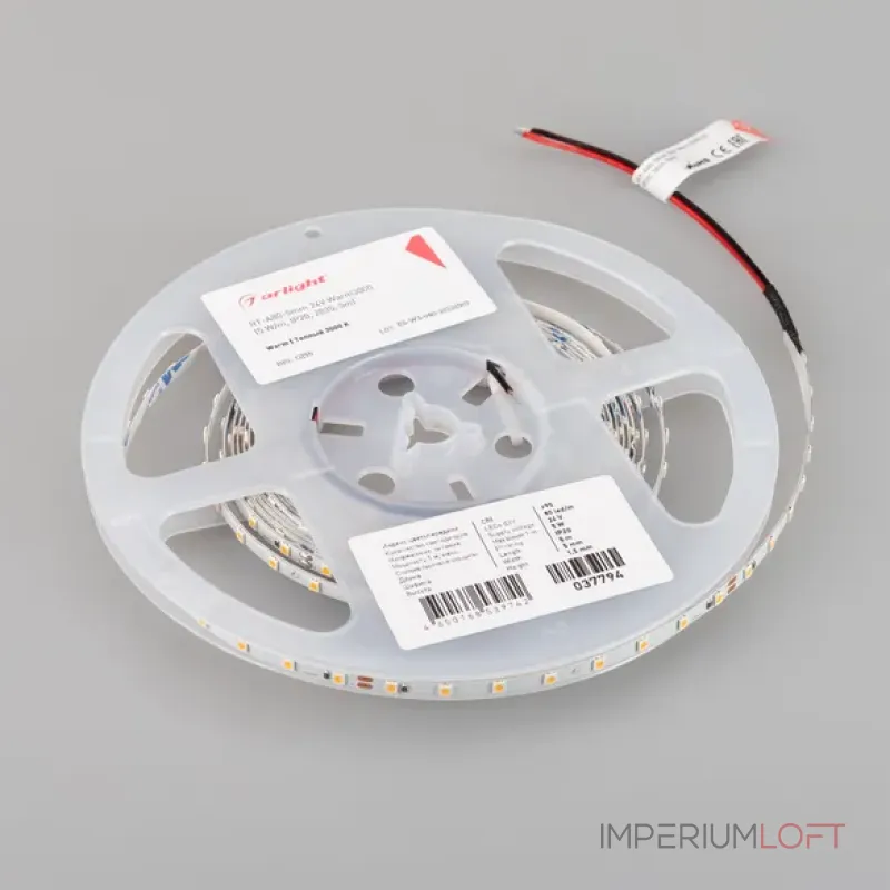 Светодиодная лента RT-A80-5mm 24V Warm3000 (5W/m, IP20, 2835, 5m) Arlight 037794