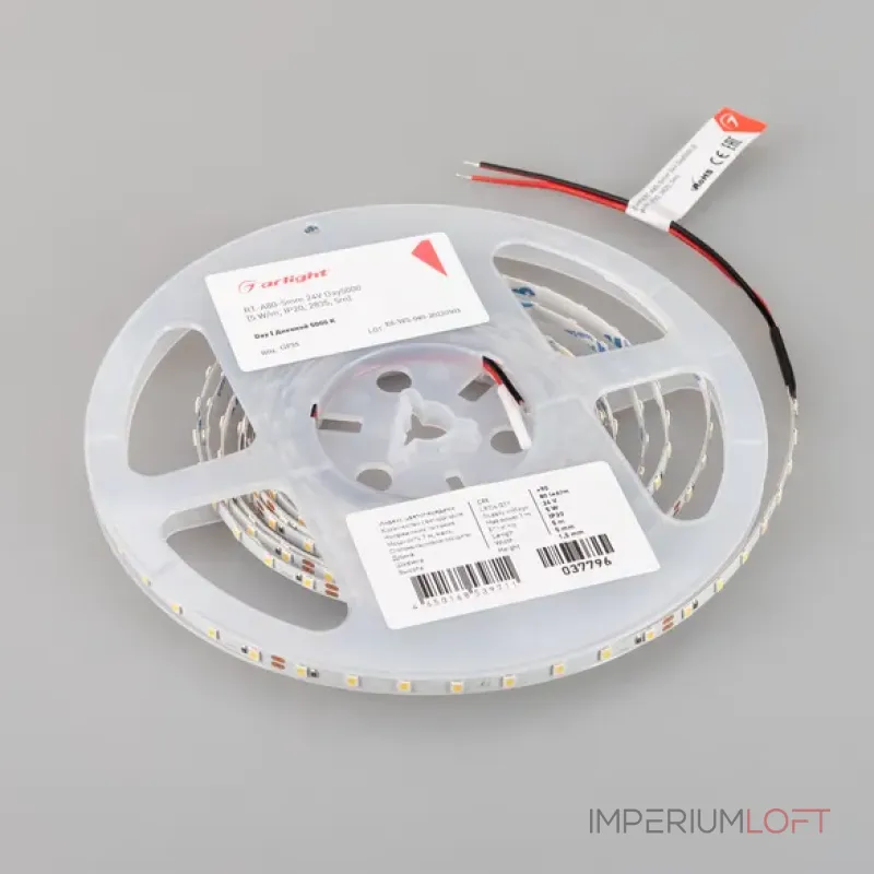 Светодиодная лента RT-A80-5mm 24V Day5000 (5W/m, IP20, 2835, 5m) Arlight 037796