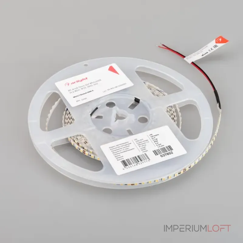 Светодиодная лента RT-A160-5mm 24V White6000 (9.6W/m, IP20, 2835, 5m) Arlight 037802