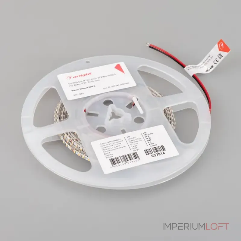 Светодиодная лента MICROLED-M182-4mm 24V Warm3000 (10W/m, IP20, 2216, 5m, узкая) Arlight 037816