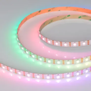 Светодиодная лента SPI-B60-10mm 5V RGB-PX1-BPT (12W/m, IP20, 5060, 5m, бегущий огонь) Arlight 037855 Светодиодная лента SPI-B60-10mm 5V RGB-PX1-BPT (12W/m, IP20, 5060, 5m, бегущий огонь) Arlight 037855