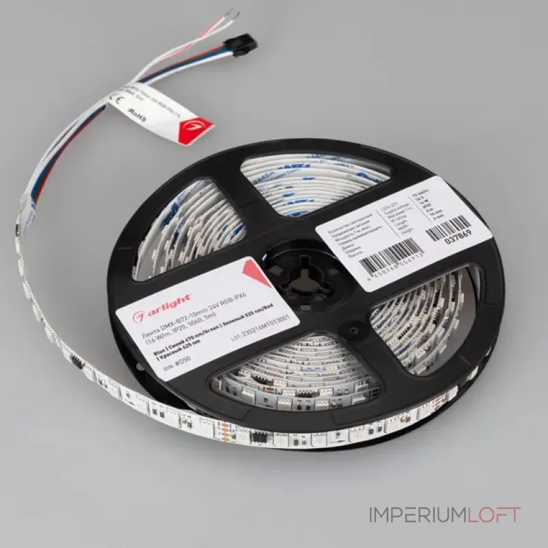 Светодиодная лента DMX-B72-10mm 24V RGB-PX6 (16W/m, IP20, 5060, 5m) Arlight 037869