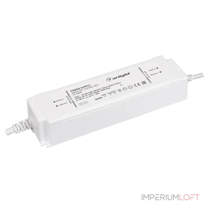 Блок питания ARPJ-SP-143700-PFC (100W, 72-143V, 0.7A, IP67) Arlight 037895 Блок питания ARPJ-SP-143700-PFC (100W, 72-143V, 0.7A, IP67) Arlight 037895