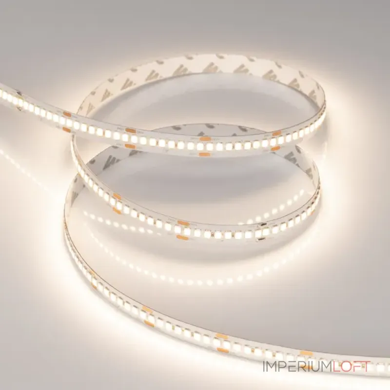 Светодиодная лента RT-A240-10mm 24V Warm3500 (22W/m, IP20, 2835, 5m, высок.эфф.150 лм/Вт) Arlight 038744 Светодиодная лента RT-A240-10mm 24V Warm3500 (22W/m, IP20, 2835, 5m, высок.эфф.150 лм/Вт) Arlight 038744