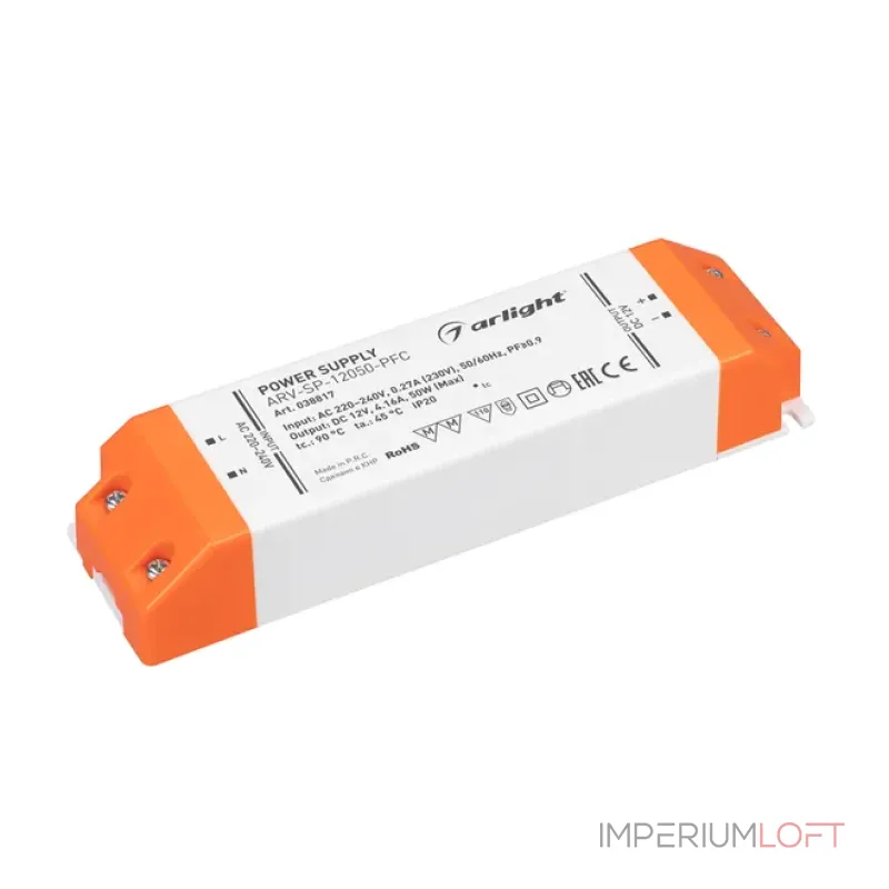 Блок питания ARV-SP-12050-PFC (12V, 4.16A, 50W, IP20) Arlight 038817 Блок питания ARV-SP-12050-PFC (12V, 4.16A, 50W, IP20) Arlight 038817