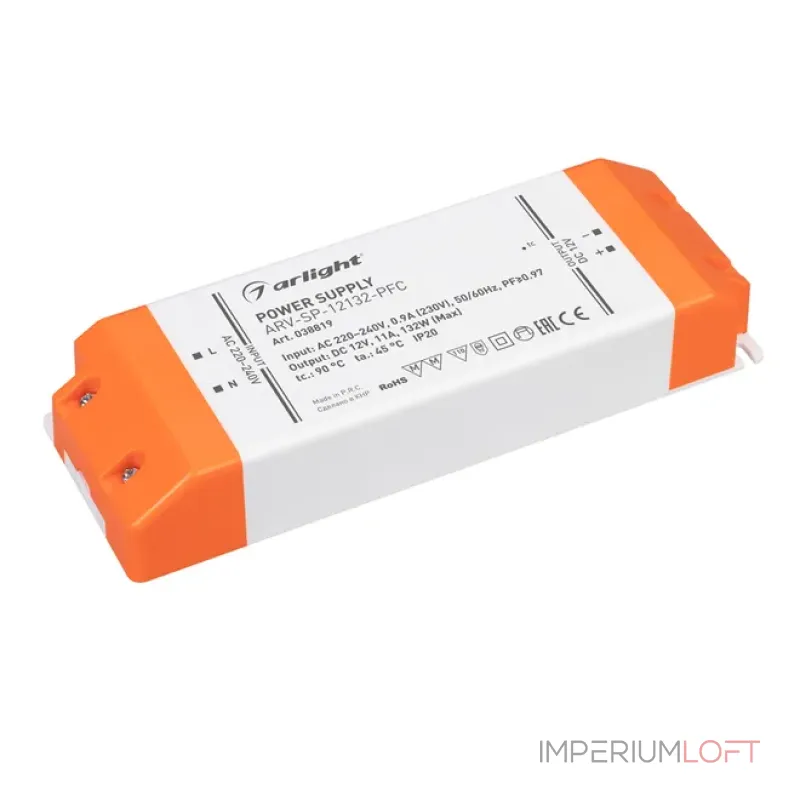Блок питания ARV-SP-12132-PFC (12V, 11A, 130W, IP20) Arlight 038819 Блок питания ARV-SP-12132-PFC (12V, 11A, 130W, IP20) Arlight 038819