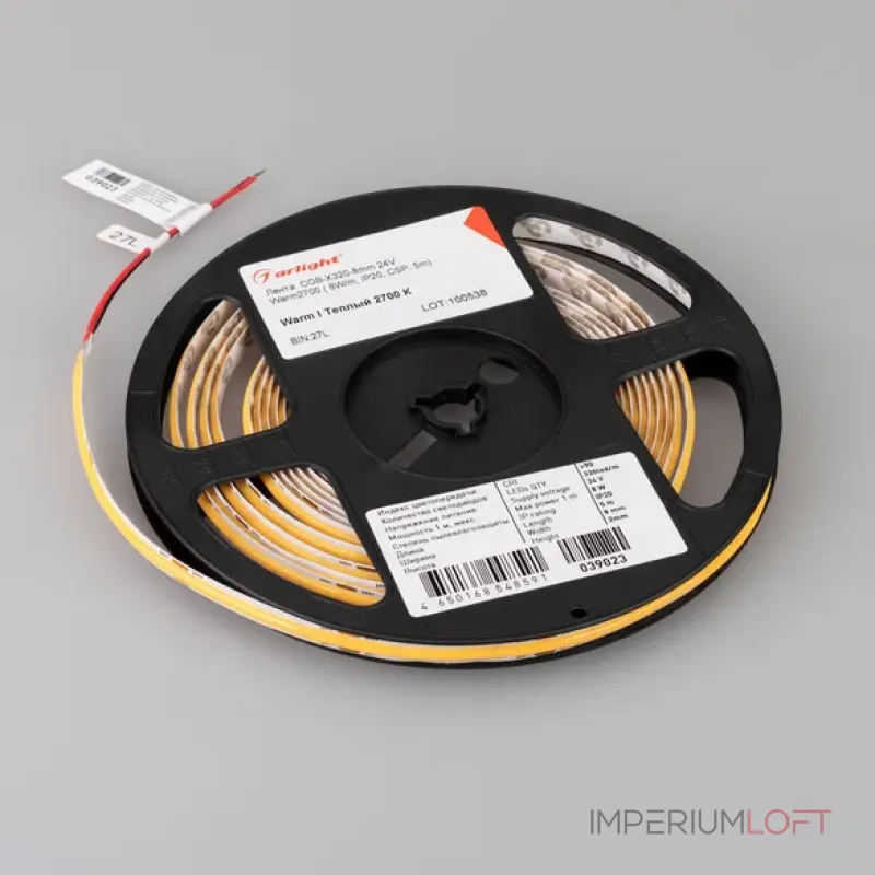 Светодиодная лента COB-X320-8mm 24V Warm2700 (8W/m, IP20, 5m) Arlight 039023(1) Светодиодная лента COB-X320-8mm 24V Warm2700 (8W/m, IP20, 5m) Arlight 039023(1)