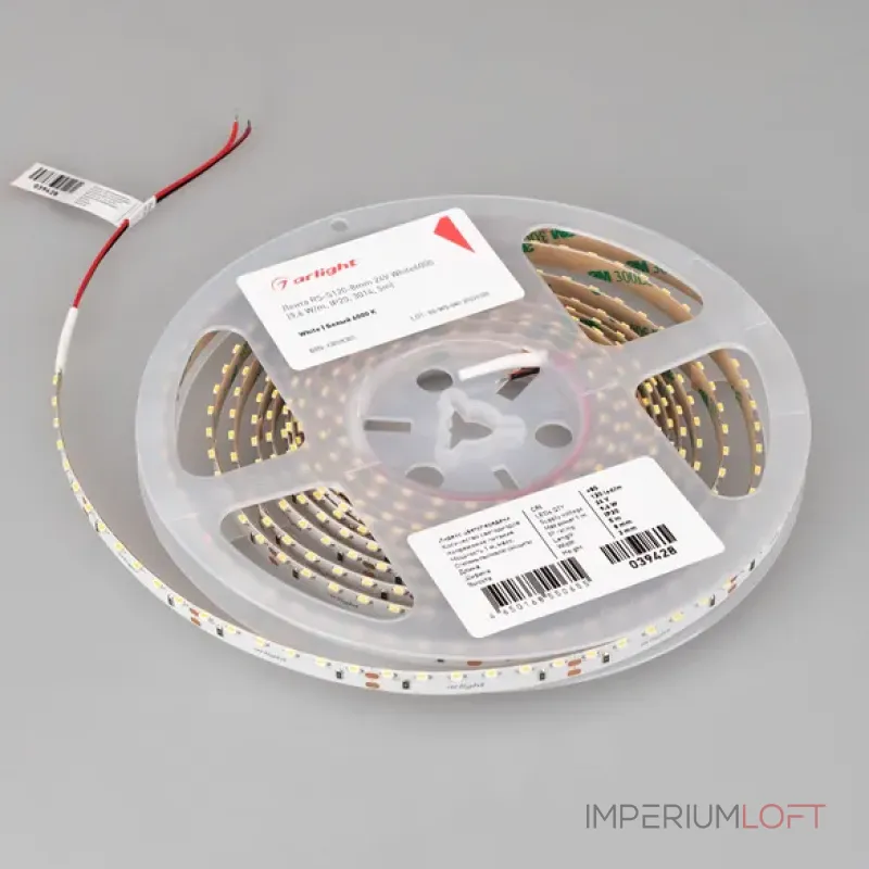 Светодиодная лента RS-S120-8mm 24V White6000 (9.6W/m, IP20, 3014, 5m, боковое свечение) Arlight 039428