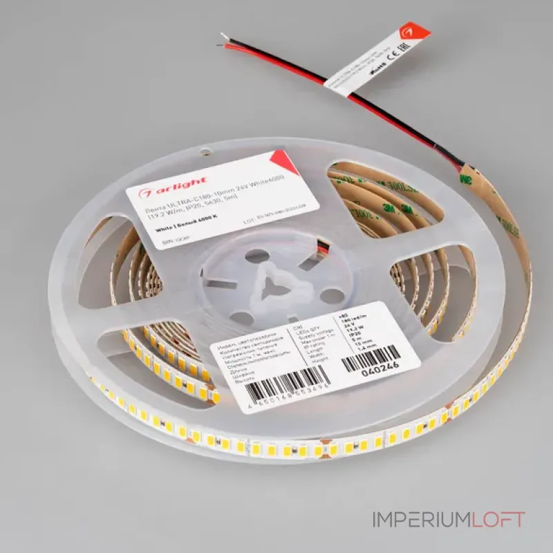 Светодиодная лента ULTRA-C180-10mm 24V White6000 (19.2W/m, IP20, 5630, 5m, высок.эфф.200 лм/Вт) Arlight 040246