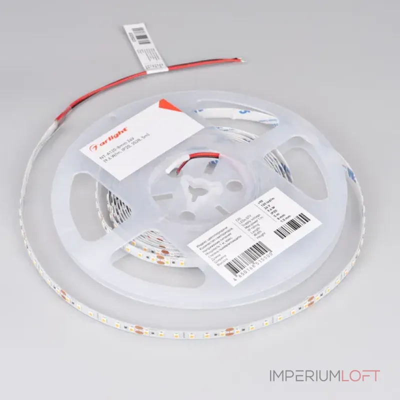 Светодиодная лента NT-A120-8mm 24V Cool 8K (9.6W/m, IP20, 3528, 5m) Arlight 040571