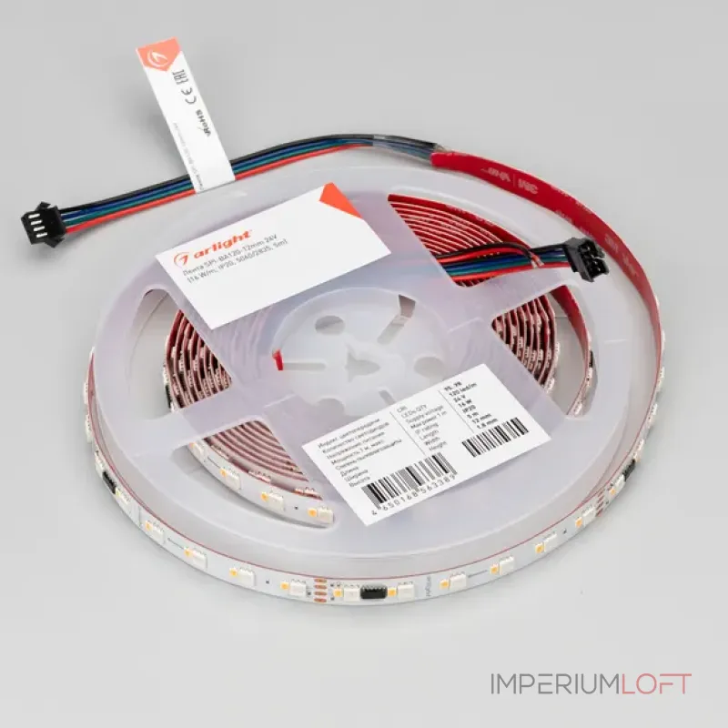 Светодиодная лента SPI-BA120-12mm 24V RGBW-Day-PX6-BPT (16W/m, IP20, 5060/2835, 5m, бегущий огонь) Arlight 040621