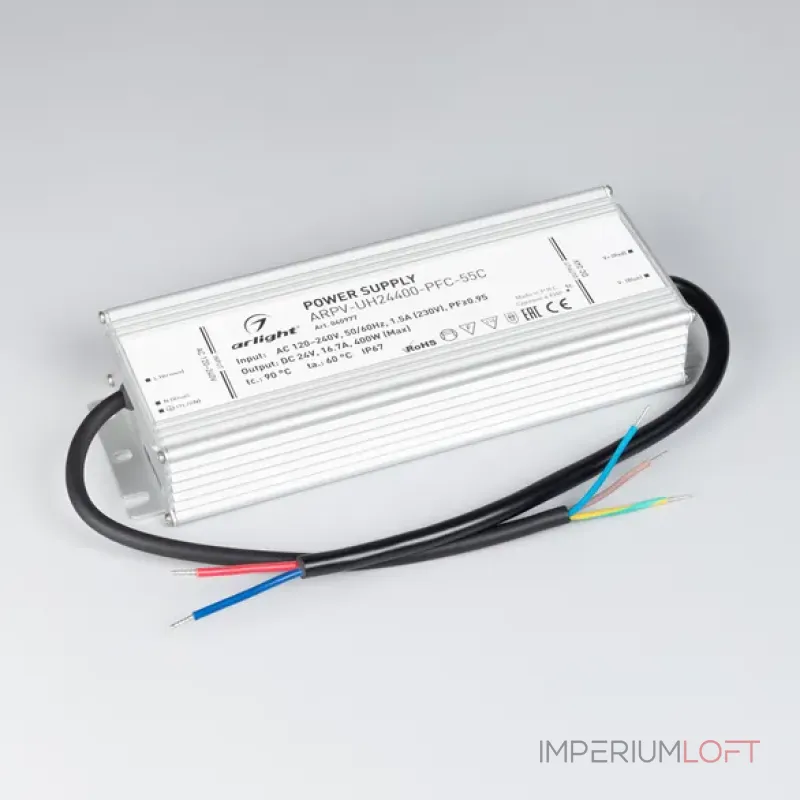 Блок питания ARPV-UH24400-PFC-55C (24V, 16.7A, 400W, IP67) Arlight 040977