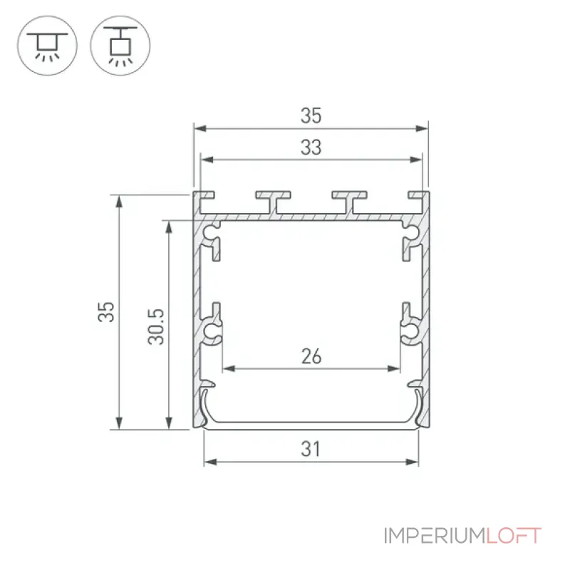 Профиль для светодиодной ленты LINE-S-3535-2500 WHITE Arlight 041833 Профиль для светодиодной ленты LINE-S-3535-2500 WHITE Arlight 041833