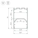Профиль для светодиодной ленты LINE-S-5075-2000 WHITE Arlight 041850
