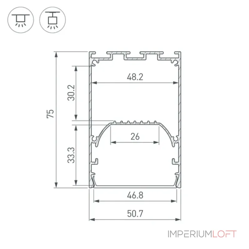 Профиль для светодиодной ленты LINE-S-5075-2000 WHITE Arlight 041850