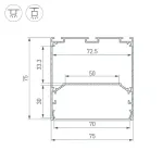 Профиль для светодиодной ленты LINE-S-7575-2000 WHITE Arlight 041858