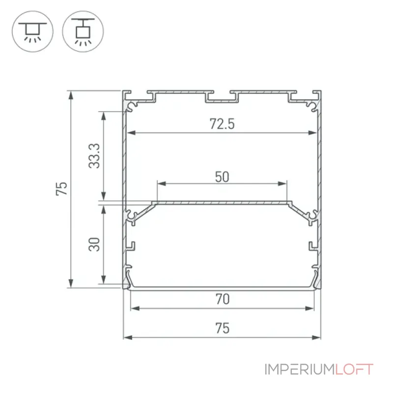 Профиль для светодиодной ленты LINE-S-7575-2000 WHITE Arlight 041858