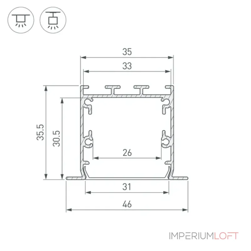 Профиль для светодиодной ленты LINIA49-F-S-2500 ANOD Arlight 041871