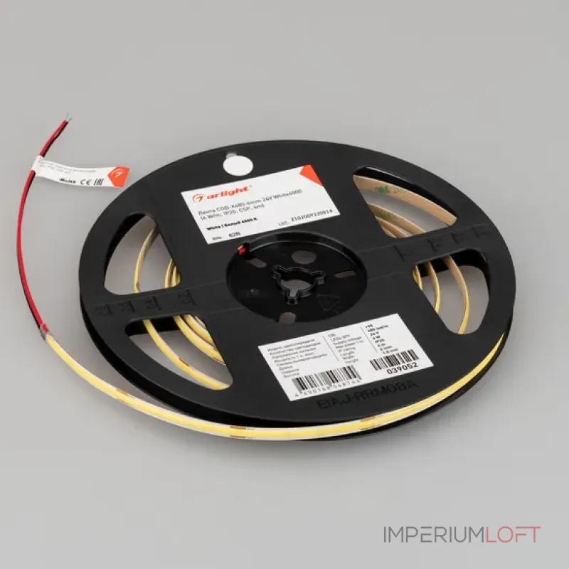 Светодиодная лента COB-X480-6mm 24V White6000 (6W/m, IP20, CSP, 5m) Arlight 042034