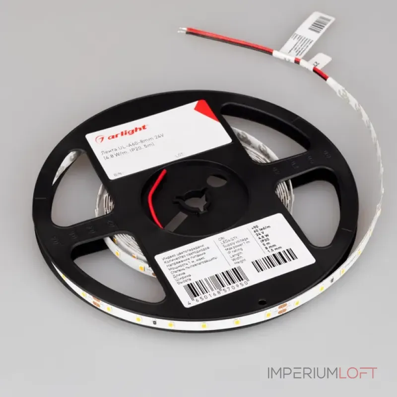 Светодиодная лента UL-A60-8mm 24V Warm3000 (4.8W/m, IP20, 5m) Arlight 042283