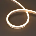 Светодиодная лента герметичная MOONLIGHT-SIDE-A140-12x17mm 24V Warm2400 (9.6W/m, IP67, 5m, wire x2, Вывод боковой) Arlight 042782