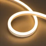 Светодиодная лента герметичная MOONLIGHT-SIDE-A140-12x24mm 24V Warm2700 (9.6W/m, IP68, 5m, wire x2, Вывод прямой) Arlight 042798