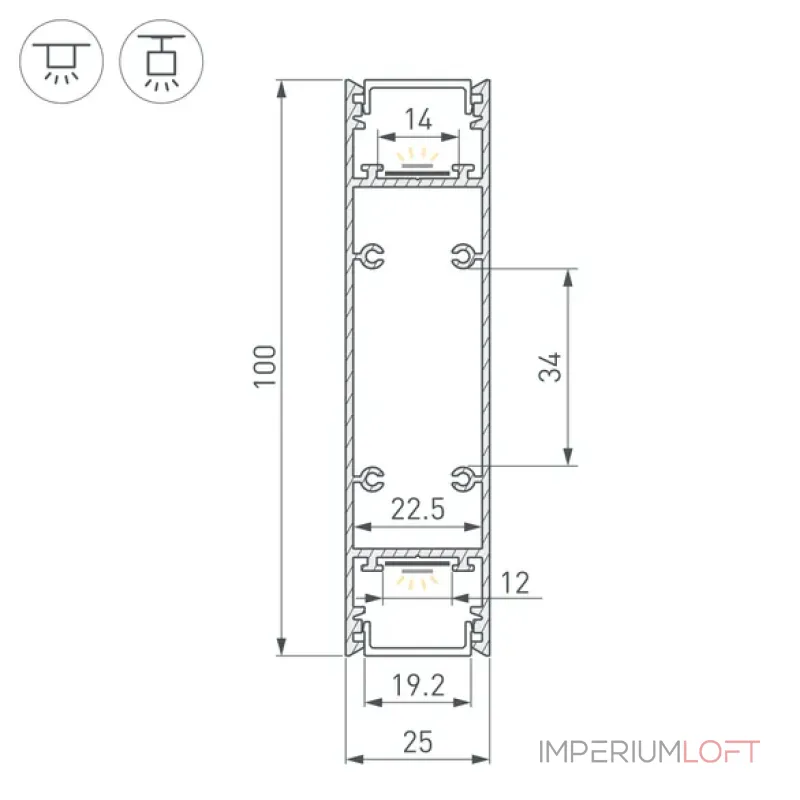 Профиль для светодиодной ленты SL-LINE-25100-DUAL-2500 WHITE Arlight 043112 Профиль для светодиодной ленты SL-LINE-25100-DUAL-2500 WHITE Arlight 043112