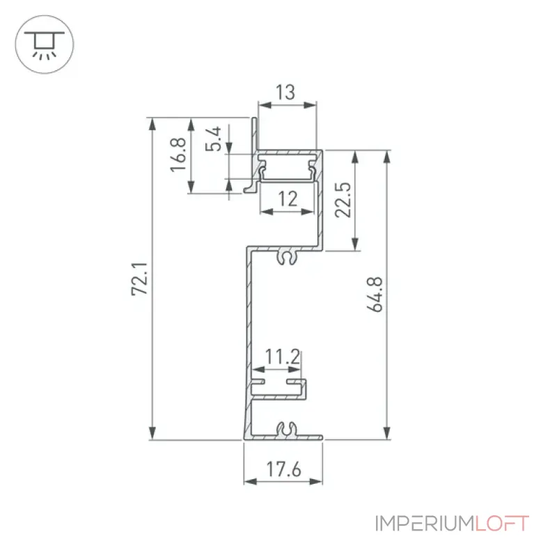 Профиль для светодиодной ленты PLINTUS-H73-F-2000 BLACK Arlight 043480 Профиль для светодиодной ленты PLINTUS-H73-F-2000 BLACK Arlight 043480