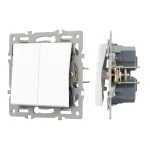 Механизм выключателя двухклавишный непроходной SWT-MK02-PL-WH (250V, 16A) Arlight 043724
