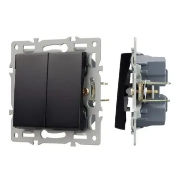 Механизм выключателя двухклавишный непроходной SWT-MK02-PL-BK (250V, 16A) Arlight 043725