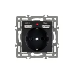 Механизм розетки с USB зарядкой SCT-MUAA-PL-BK (250V, 16A) Arlight 043734