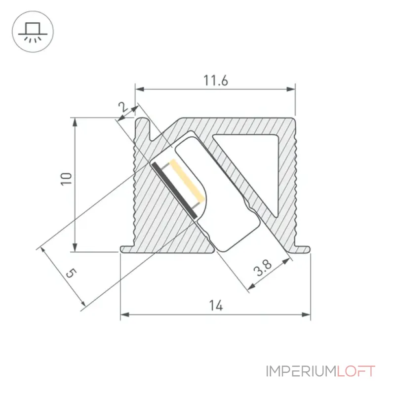 Профиль для светодиодной ленты SL-BEVEL-H10-F14-2000 ANOD BLACK Arlight 044084