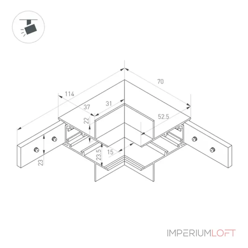 Коннектор угловой MAG-ORIENT-CON-2653-FDW-L90-INT (BK) (IP20) Arlight 044159