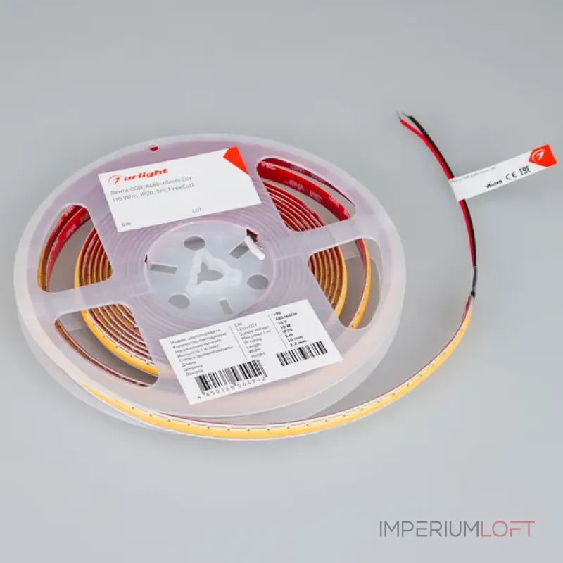 Светодиодная лента COB-X480-10mm 24V Warm2700 (10W/m, IP20, 5m, FreeCut, Свободная резка) Arlight 044197