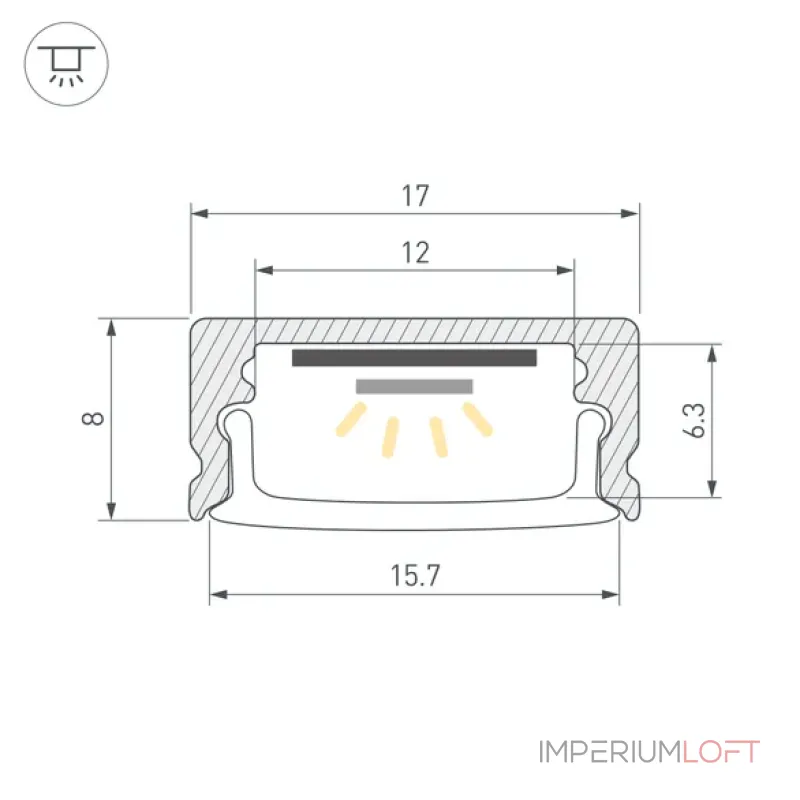 Профиль для светодиодной ленты LINE-1708-2000 WHITE Arlight 044234 Профиль для светодиодной ленты LINE-1708-2000 WHITE Arlight 044234