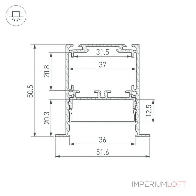 Профиль для светодиодной ленты SL-LINIA52-3L-F-2000 ANOD Arlight 044682