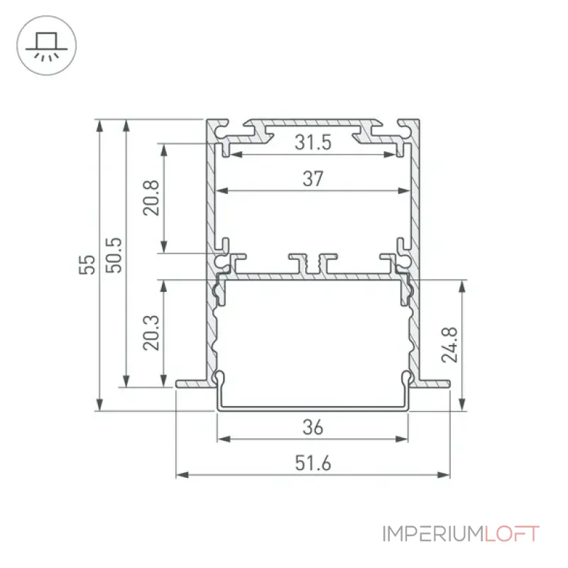 Профиль для светодиодной ленты SL-LINIA52-3L-F-2000 ANOD BLACK Arlight 044685 Профиль для светодиодной ленты SL-LINIA52-3L-F-2000 ANOD BLACK Arlight 044685